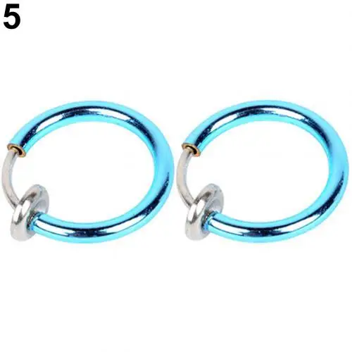 Light Blue 2 шт клипса на пружинной носовая перегородка кольцо серьги без необходимости прокола унисекс ювелирные изделия нос кольцо и шпильки - Окраска металла: Light Blue