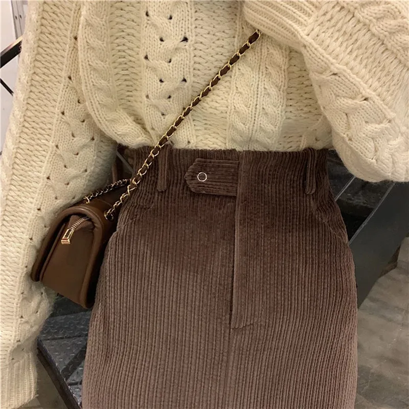 

Skirts Womens Adjustable High Waist Corduroy Pockets Females Mini Skirt Solid Chic Trendy Casual Elegant Comfortable Leisure New