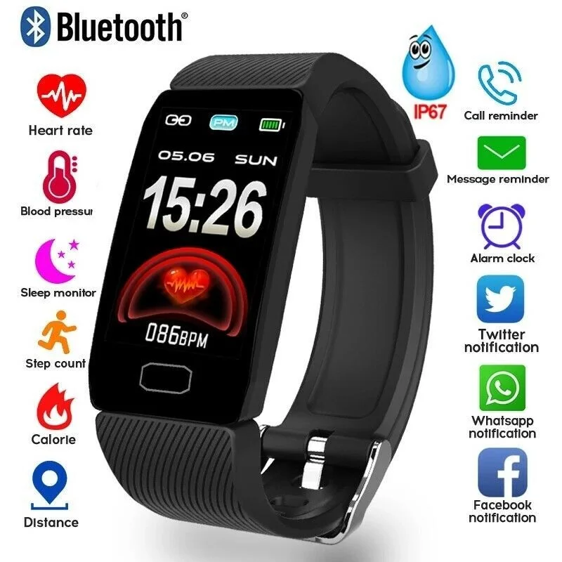 

Smart Watch Q1 IP67 Heart Rate Monitor Blood Pressure Sports Wristband For ios