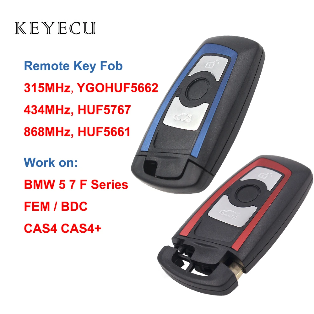 Дистанционный ключ Keyecu с 3 кнопками 315 МГц YGOHUF5662 434 HUF5767 868 HUF5661 для BMW 5 7 F серии FEM / BDC