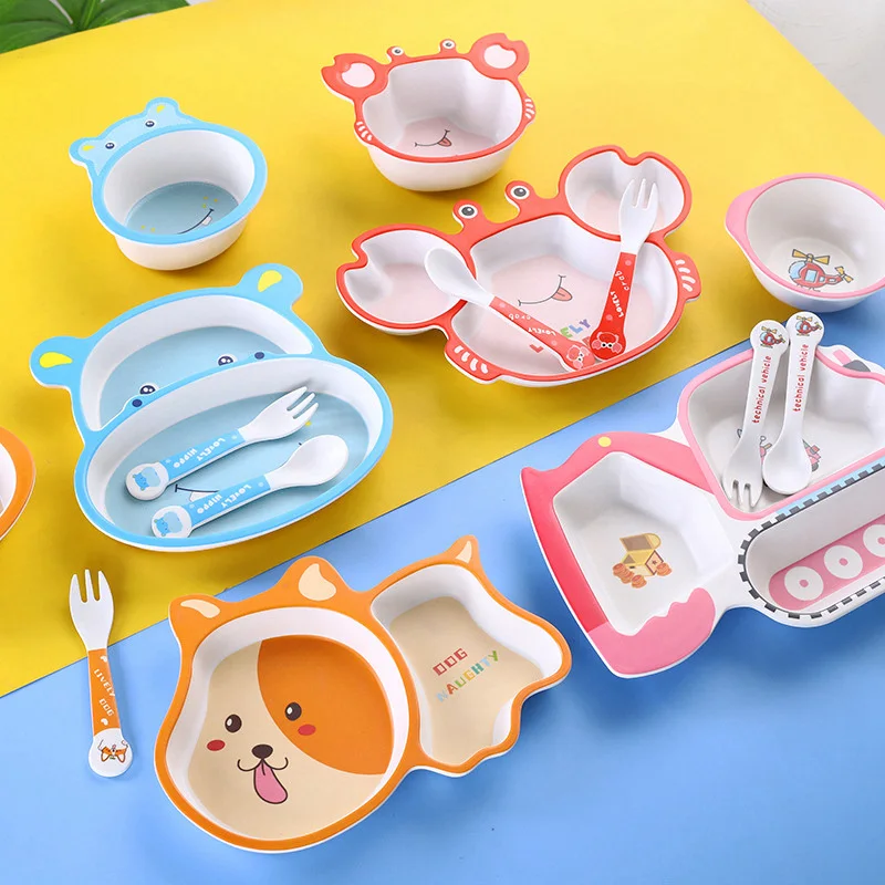 Прикусы 5 шт./компл. столовая посуда для кормления ребенка бамбуковая разделенная