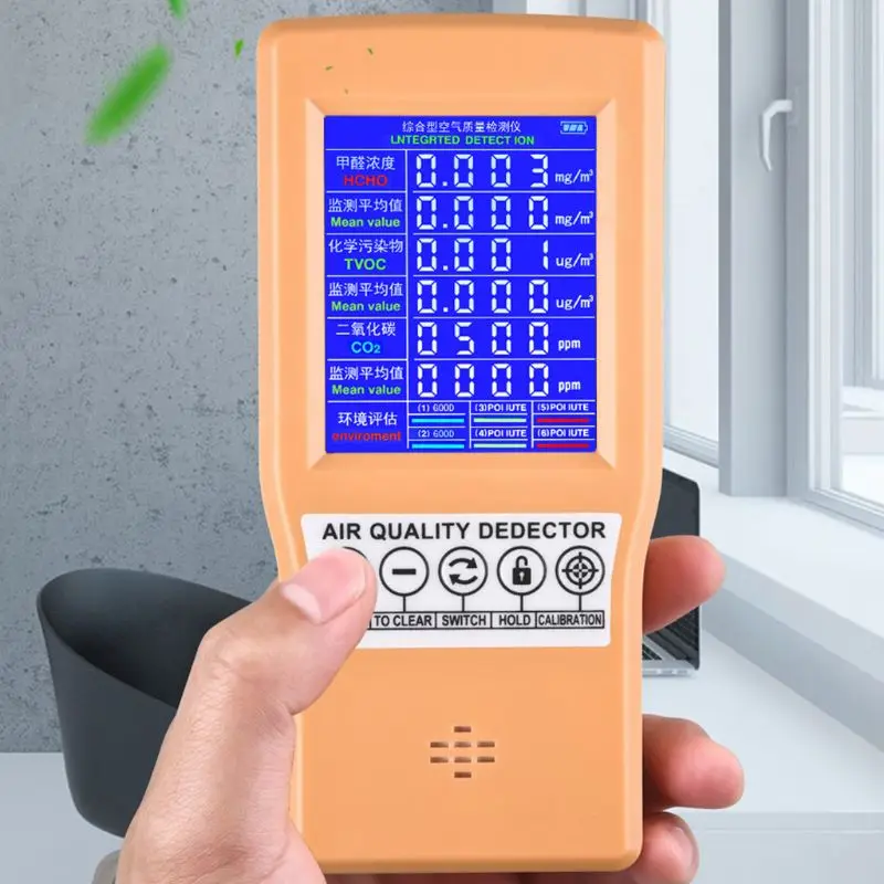 

Handheld Formaldehyde TVOC HCHO CO2 Monitor Gas Analyzer Indoor Outdoor Air Quality Detector for Home Office