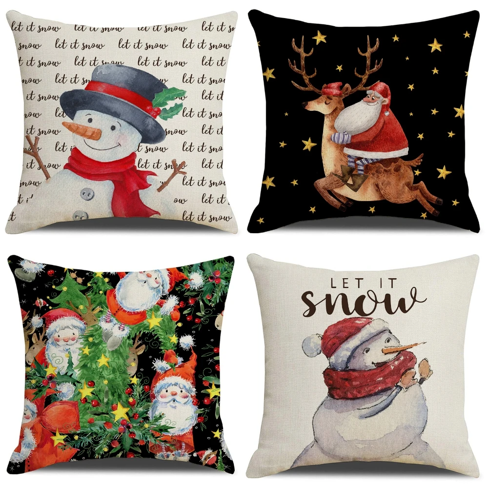 Рождественская наволочка с Санта-Клаусом и оленем рождественские украшения для