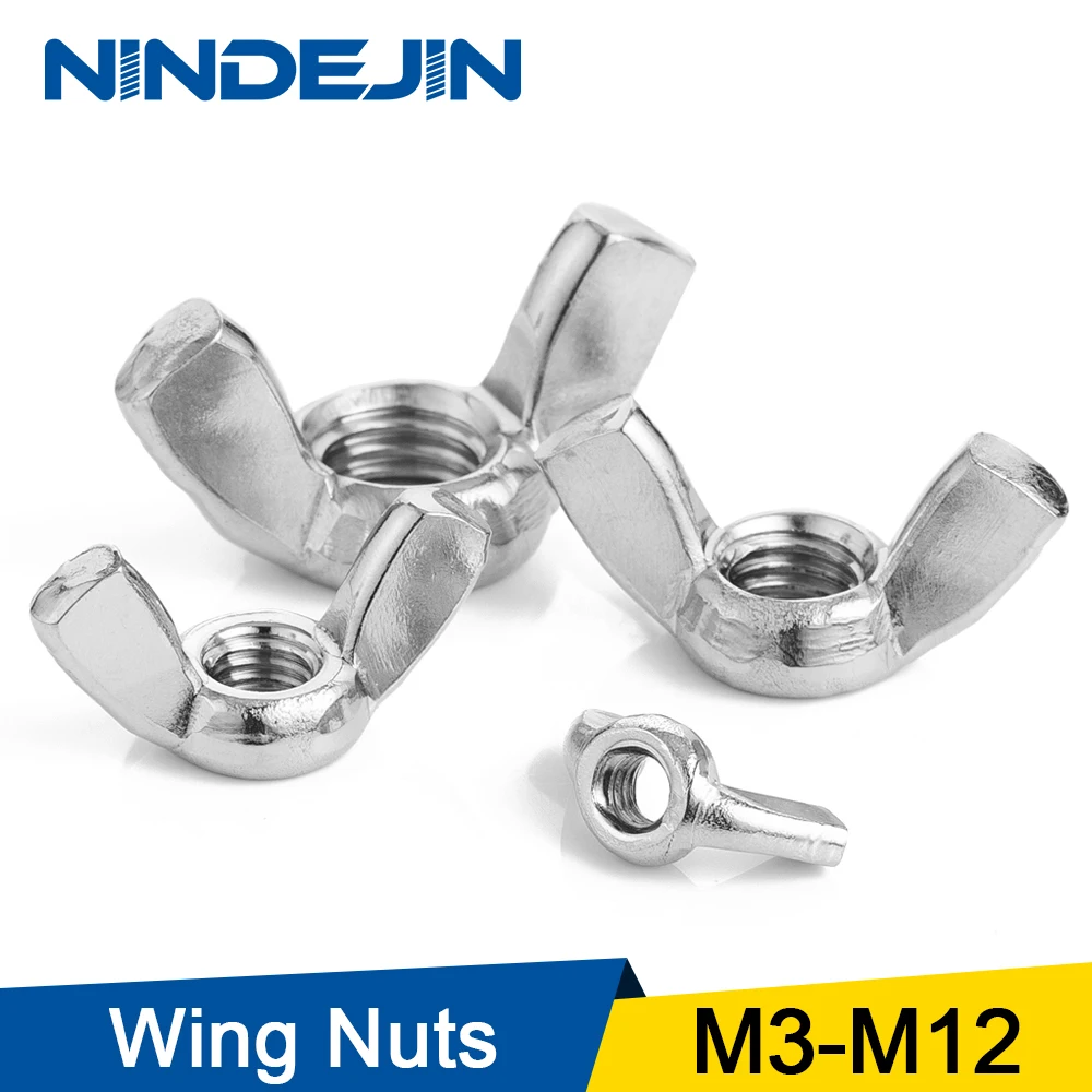 NINDEJIN 5/10/20 шт гайки крыла бабочки M3 M4 M5 M6 M8 M10 M12 из нержавеющей стали оцинкованные