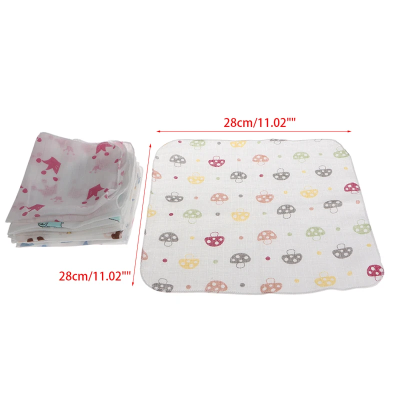 10pcs Baby Infant Towel 28*28cm Muslin Towel Handkerchiefs Two Layers Wipe Towel images - 6
