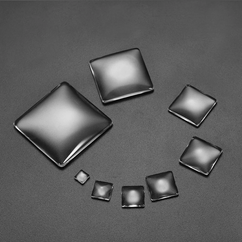 

5-50pcs/lot 6-40mm Clear Square Glass Cabochon Cameo Transparent Clear Flat Back Crystal Cabochon For Jewelry Making Accessories
