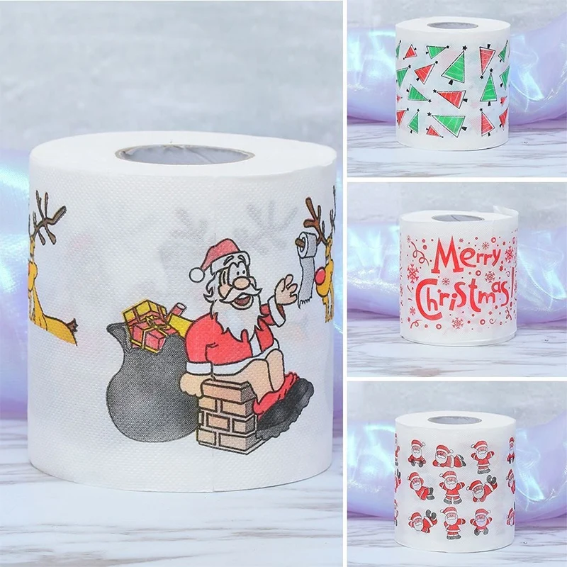 Christmas Pattern Series Roll Paper Christmas Decorations Prints Funny Toilet Paper Christmas Decorations For Home рождество
