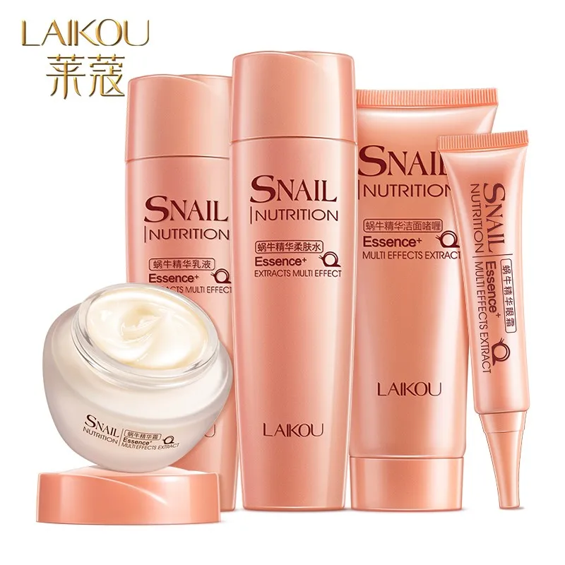 Набор ухода за кожей LAIKOU Snail 5 шт./лот очищающее средство + лосьон тоник крем для