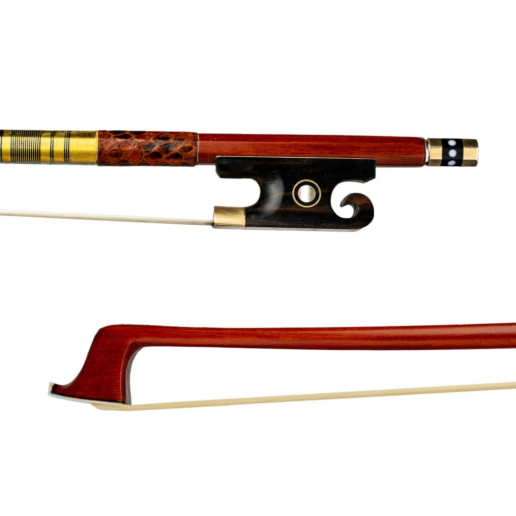 Master Pernambuco Violin Bow 4/4 Full Size OX Horn/Ebony Frog Real Mongolia Horsehair Lizard Skin/Snake Skin Grip Fast Response enlarge