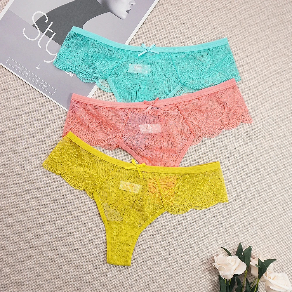 

6pcs/lots Sexy Lace Thongs Seamless Panties G-String Tangas Female Underwear Transparent Erotic Lingerie Low Waist Underpants