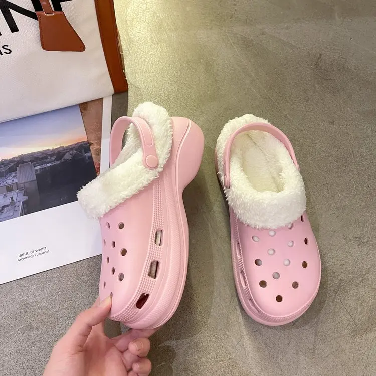 Женские хлопковые тапочки Классические уличные плюшевые с флисовой подкладкой