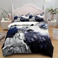lone gray wolf real 3d duvet cover set single twin double full queen king size bed linen set