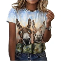 womens graphic painting t shirts animal print round 2022 novelty shirts for women