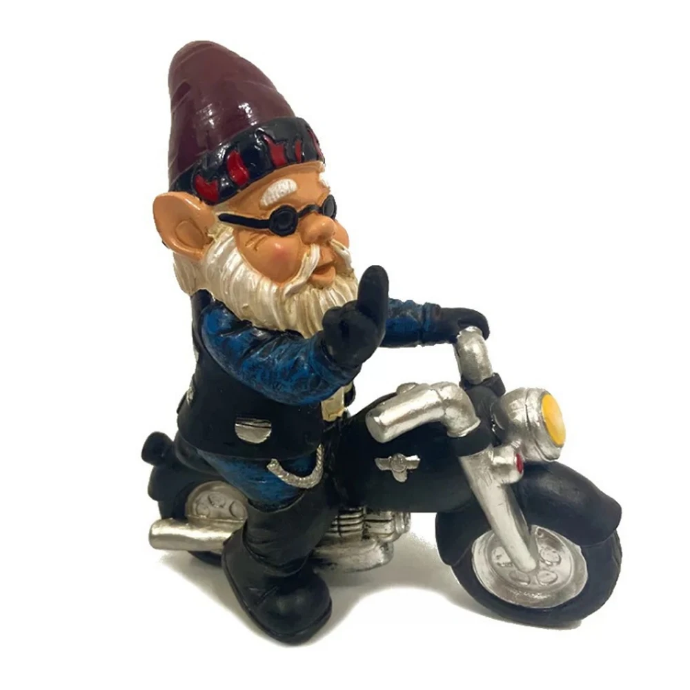 

Novelty Gnomes Motorcycle Statue Hand Painted With Realistic Details Outdoor Garden Decoration Resin Ornament