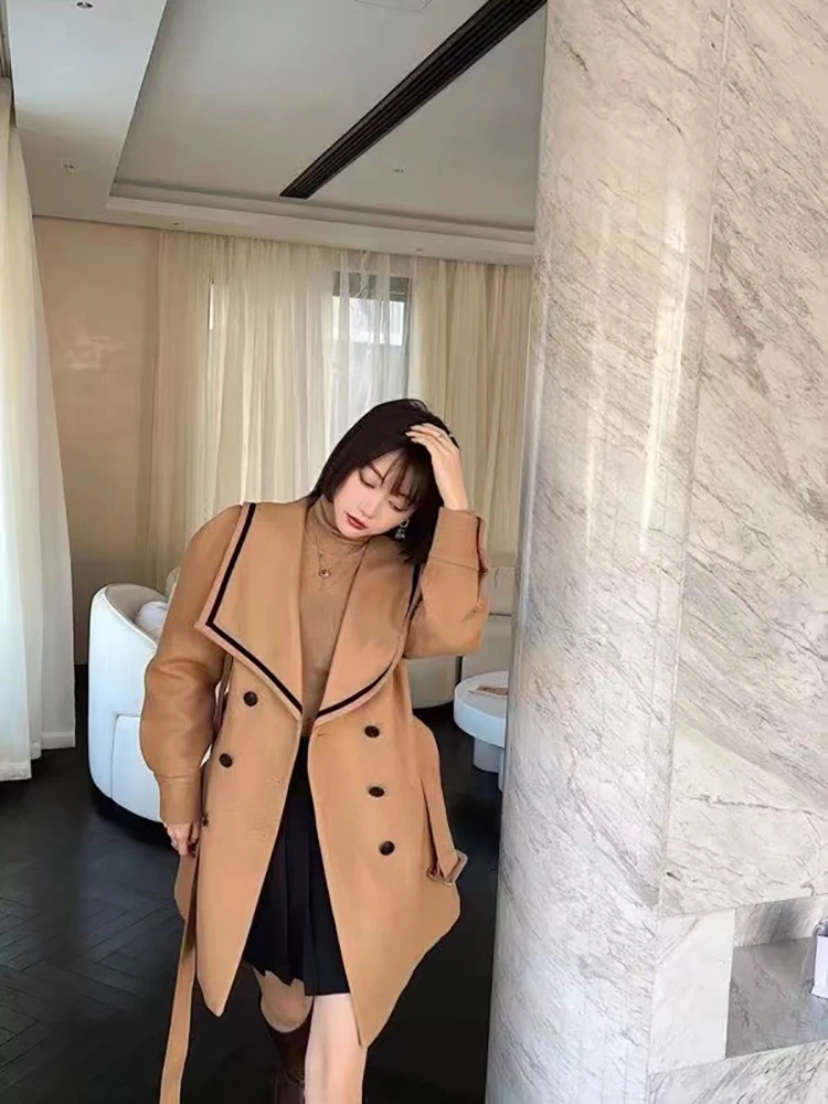 

Платье женское демисезонное двубортное с поясом и длинным рукавом