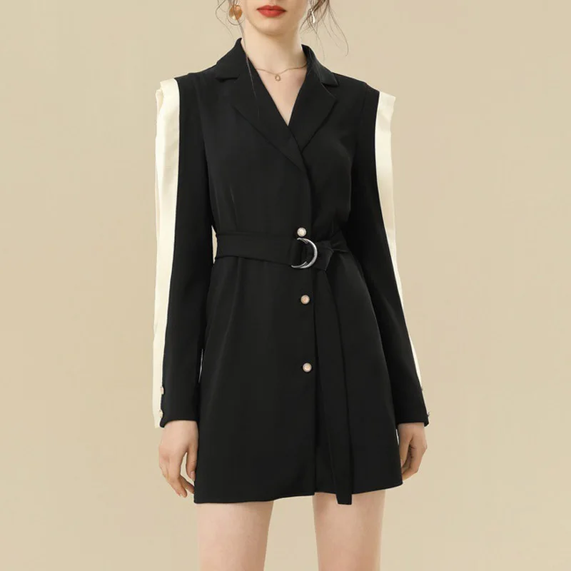 

Женская Офисная однобортная мини-юбка, Повседневная модная офисная Удобная мини-юбка с воротником-костюмом и поясом, весна 2021