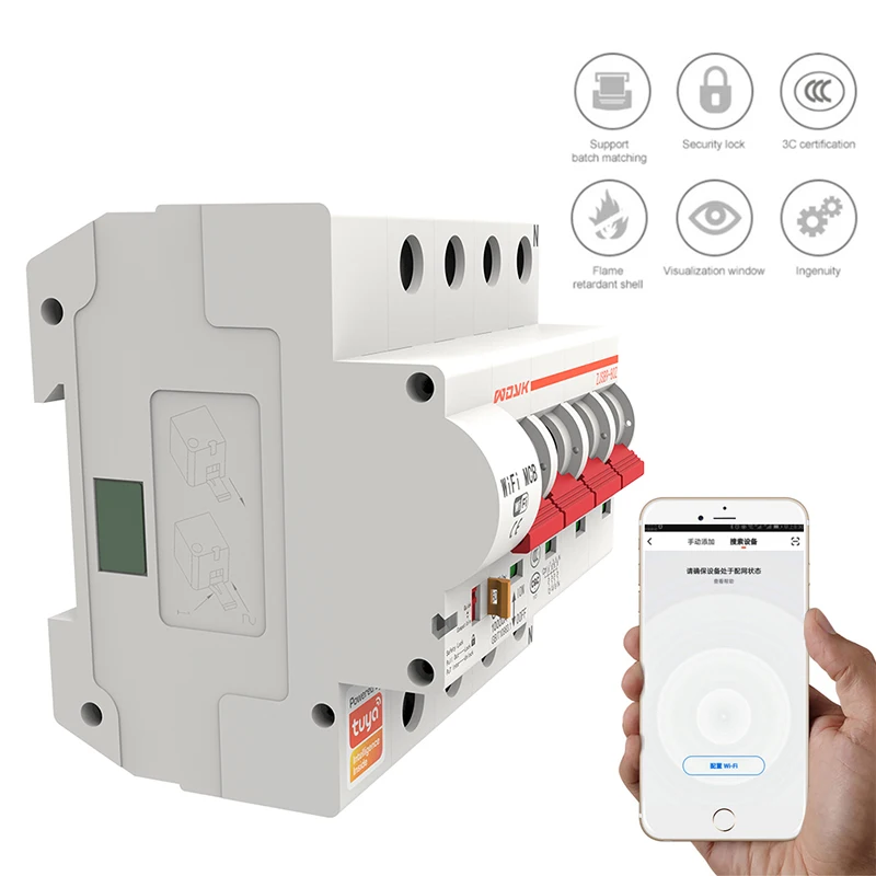 Tuya 4P16A/25A/63A/100A умный wifi автоматический выключатель приложение дистанционное управление работа с Alexa IFTTT Google Home автоматический выключатель
