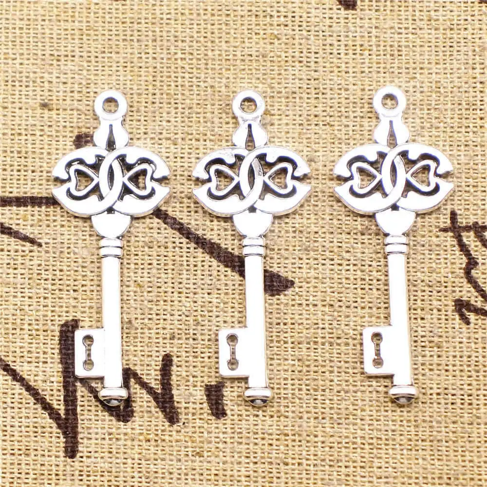 

Key Charms Supplies For Jewelry Making Kit Antique Silver Color 10pcs 45mm