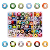 hot selling variety of random mixed color acrylic european beads diy bracelet hole beads jewelry accessories