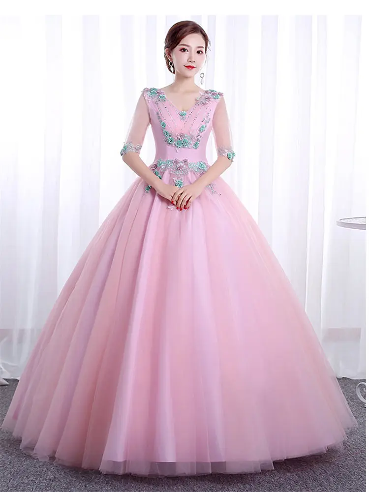Это Yiya свадебное платье с коротким рукавом и аппликацией плюс размер Robe De Mariee v-образным вырезом элегантные свадебные тюлевые Бальные платья CH208