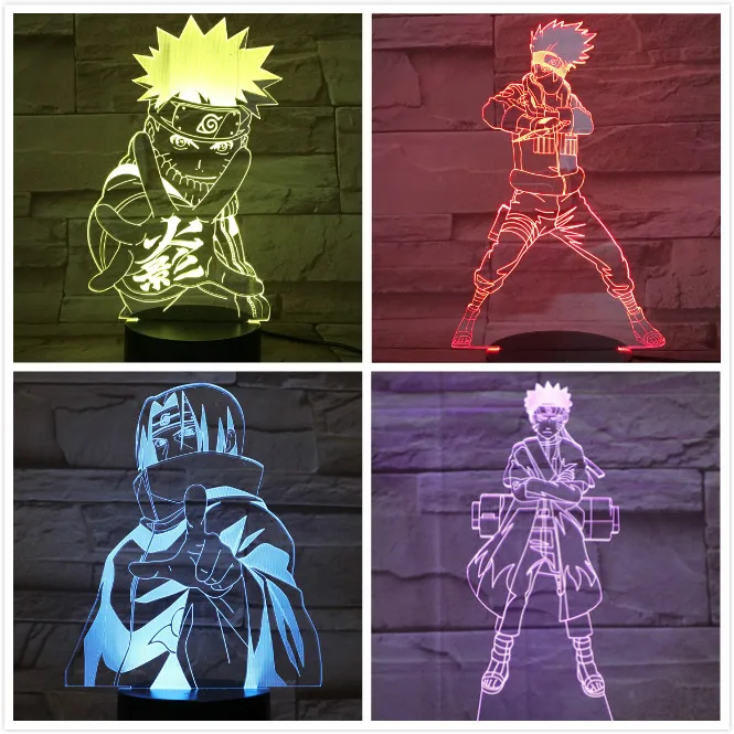 Hokage Наруто фигурка Usb 3d светодиодный Ночник светильник Gaara сенсорный сенсор