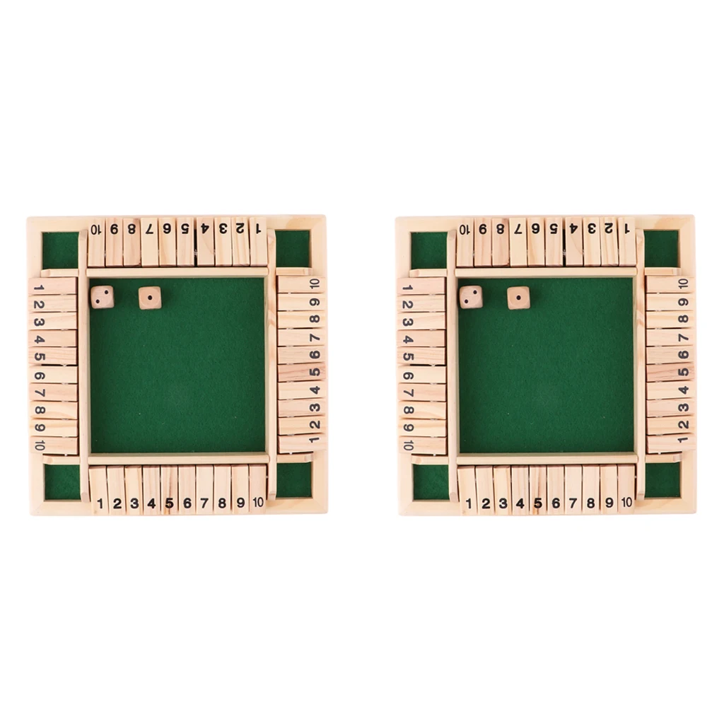 

2 Set 4 Sided 10 Number Shut the Box Dice Board Game for Party/Club/Family/Drinking Game Shut The Box