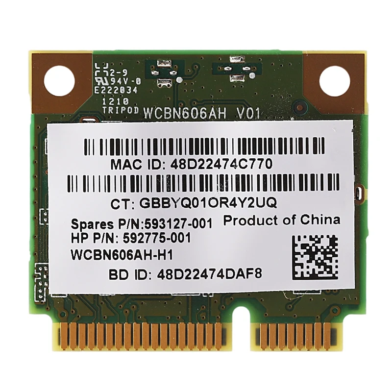 AR9285 AR5B195 150M + BT3.0 Половина Mini PCI E Беспроводной карты SPS:593127 001 592775 аккумулятор