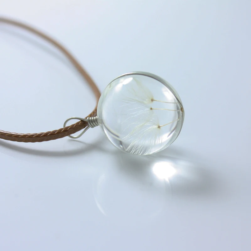 Женское Ожерелье Одуванчик/цветок ожерелье с подвеской в виде стеклянного шара
