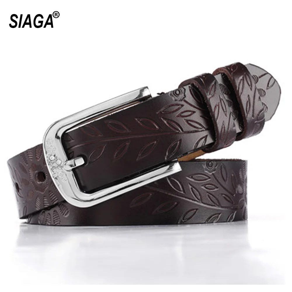 Женский ремень из яловой кожи AKTRIS винтажный металлический с пряжкой и цветочным