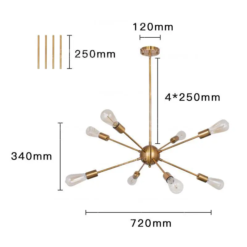 Промышленные современные лофтовые светильники Висячие матовый латунный золотой
