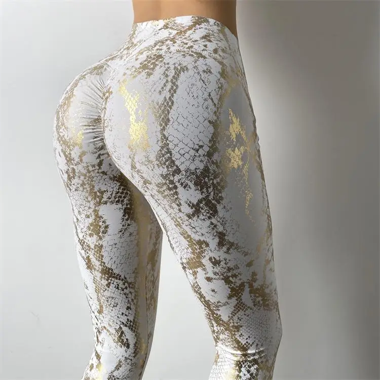 

Snakeskin Pattern Push Up Fitness Leggings Women Sexy Peach Hip Legging High Waist Sports Tight Stretch Yoga Pants Bubble Butt