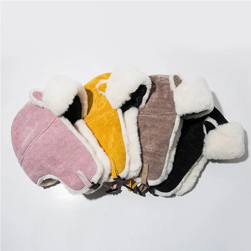 2020 хит продаж Вельветовая зимняя шапка-бомбер для детей Русская Шапка с