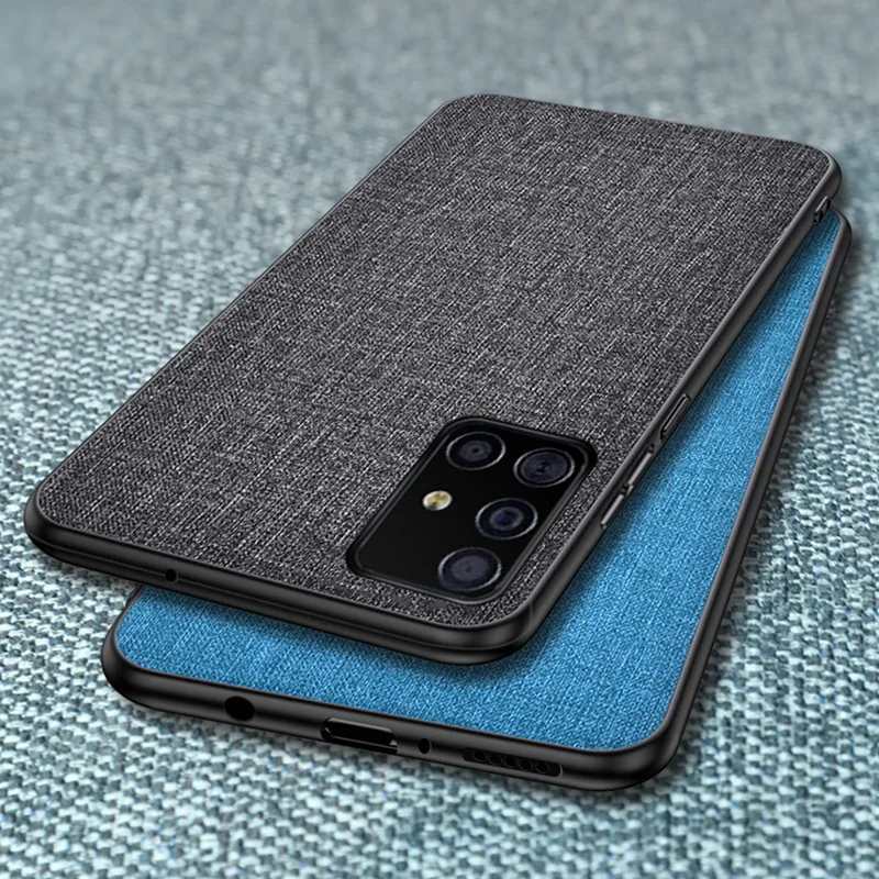 

For Samsung Galaxy A52 A72 A51 A71 A32 S21 S20 FE Not20 Ultra A50 A70 S10 Plus Slim Cloth Fabric soft Hybrid Back Business Cover