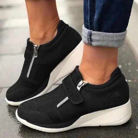 

Wedges Shoes Woman Sneakers Zipper Platform Trainers Women Shoes Casual Lace-Up Tenis Feminino Zapatos De Mujer Womens Sneakers