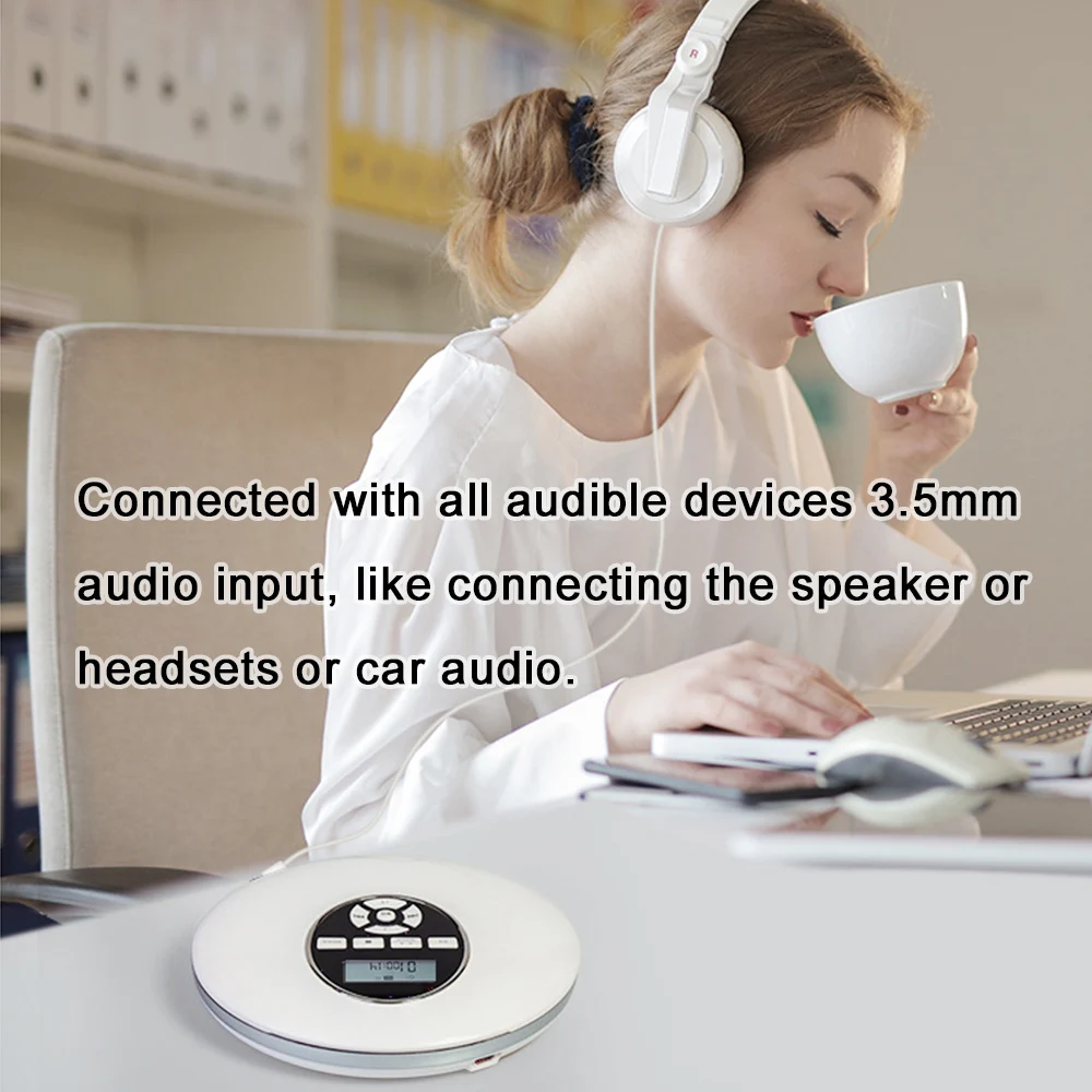 YR-Q50 Round Style Portable CD Player Headphone HiFi Music Reproductor Walkman Discman With AUX Cable Support TF Card | Электроника