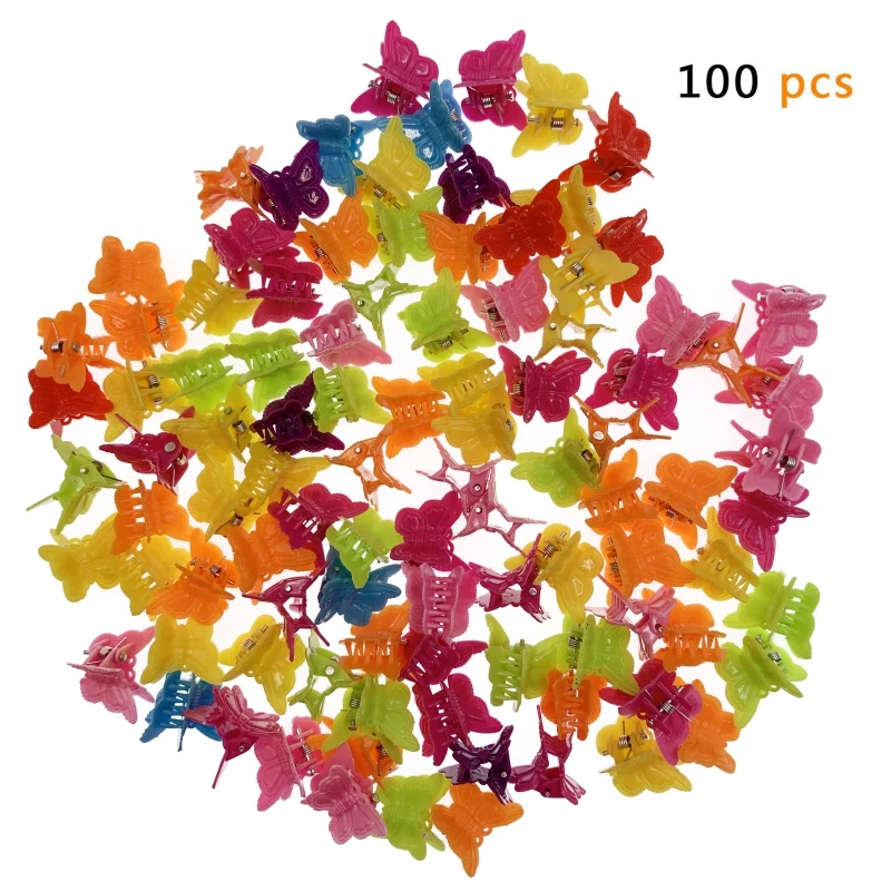 100 шт Мини Бабочка заколка для волос Смешанная цветная шпилька аксессуары