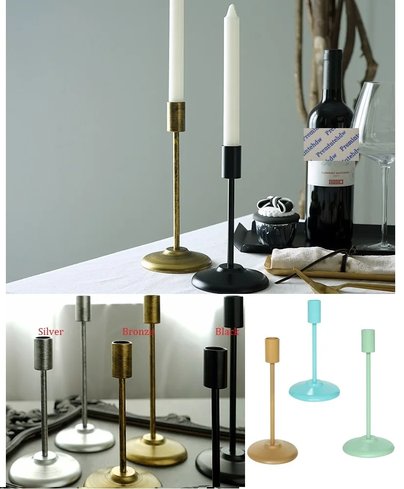 Wedding Dinning Table Decorative Candlestick Silver Black Bronze White Blue