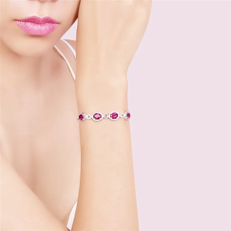Браслет Шарм JQUEEN из серебра 100% пробы с красным Рубином 21 5 см 9 42 г 4 шт.|bracelet