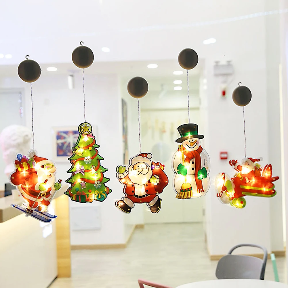 

Christmas Window Hanging Light With Suction Cup Battery Powered Santa Claus Party Light Decoration For Window Xmas Tree