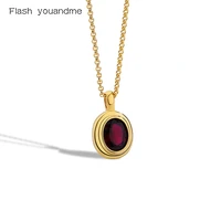 real 925 silver neck45cm oval necklace pendant zirconia light red and green necklace for women elegant fine party jewelry gifts