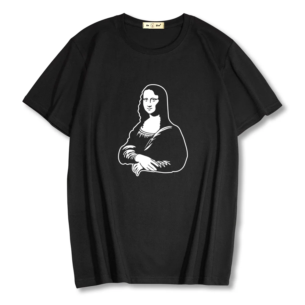 2021 Летний стиль Новинка В стиле ретро Мона Лиза живопись футболка с короткими