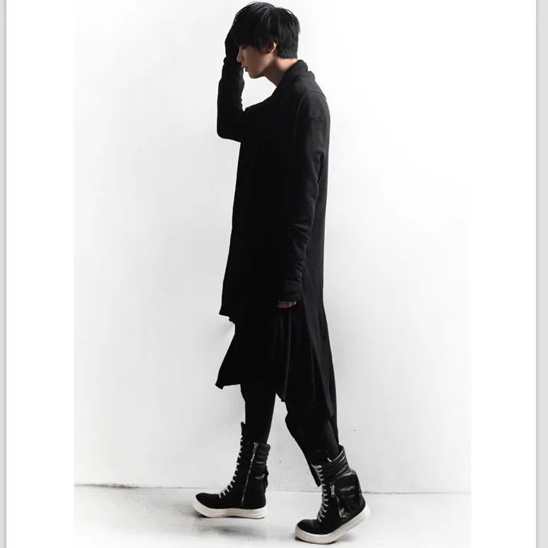 Нестандартный демисезонный длинный Тренч Мужская Панк готическая одежда