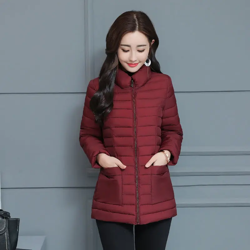

Stand collar new cotton padded jacket women's short light down cotton padded jacket slim fit Korean warm large size slim