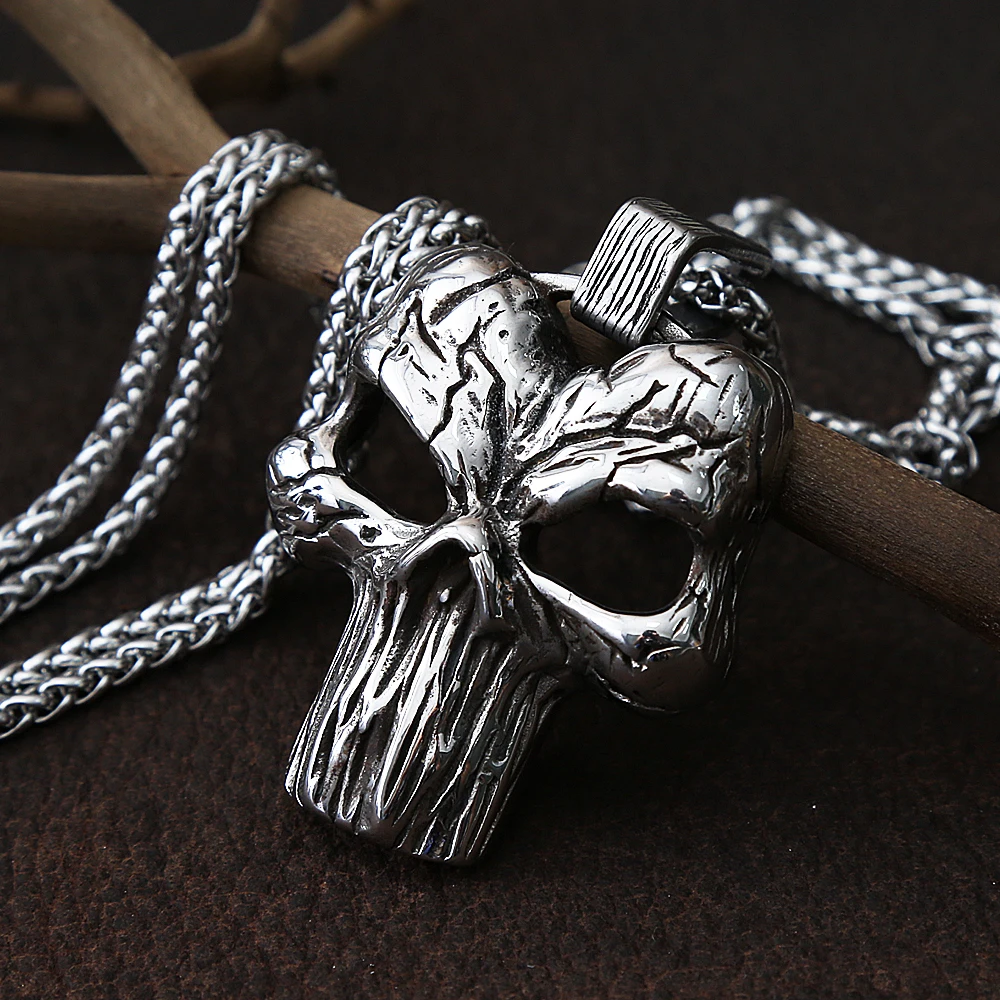 Винтажное ожерелье в виде черепа из нержавеющей стали для мужчин готический