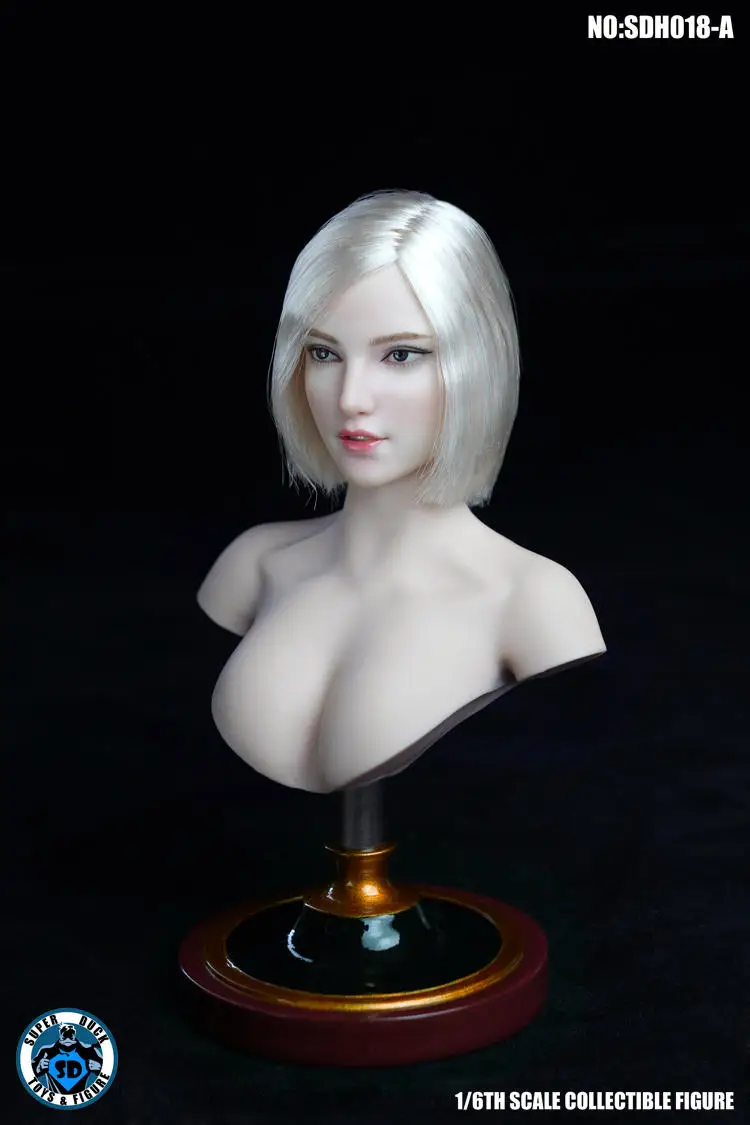

In Stock SUPER DUCK 1/6 SDH018 A/B/C Beauty Pale Girl Female Head Sculpt White Short Hair/Long Blond Hair Head for 12'' Body