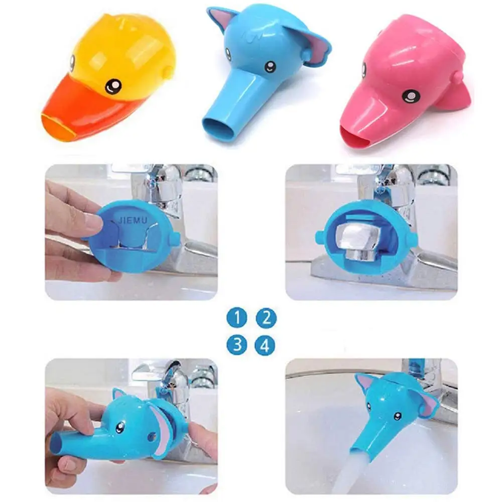 3-piece cute cartoon large head three-dimensional children's Guide sink hand washing machine faucet extension | Дом и сад