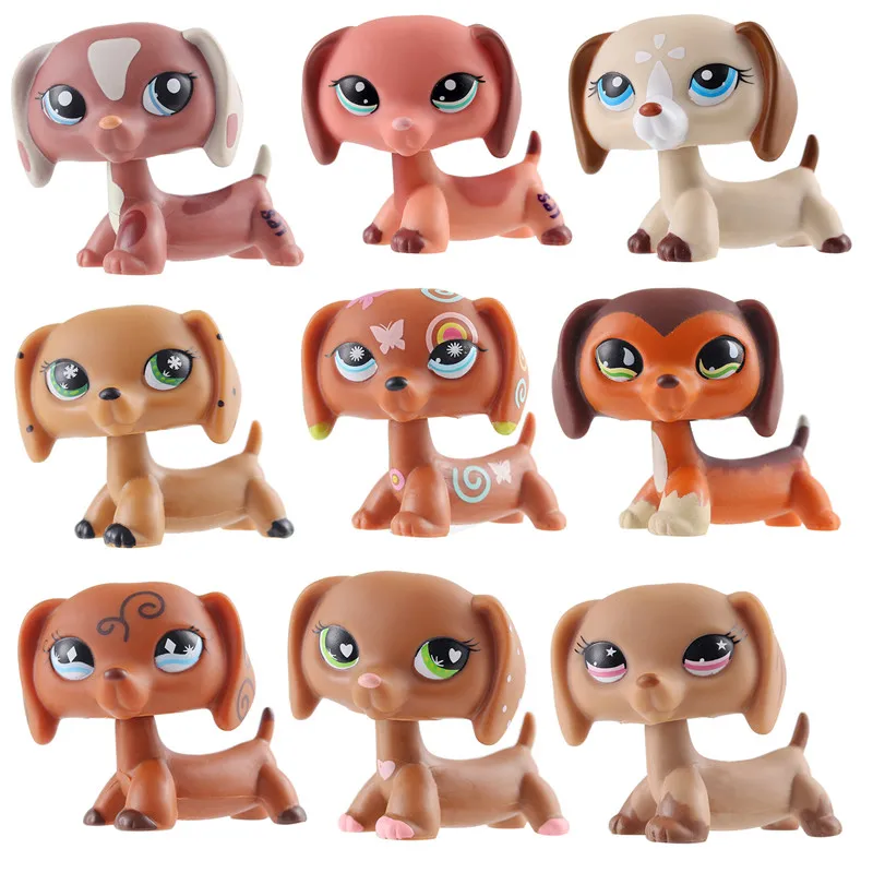 

Rare new pet shop lps toy standing short hair cat pink dog original dachshund dog shepherd big dad cute child toy gift