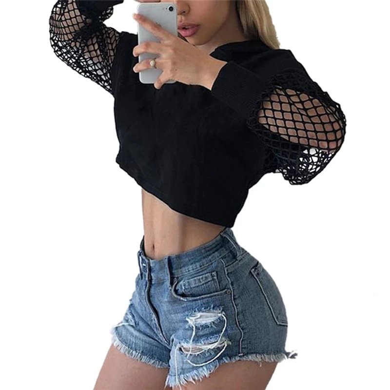 Толстовка Женская с длинным рукавом Модный черный джемпер в стиле пэчворк