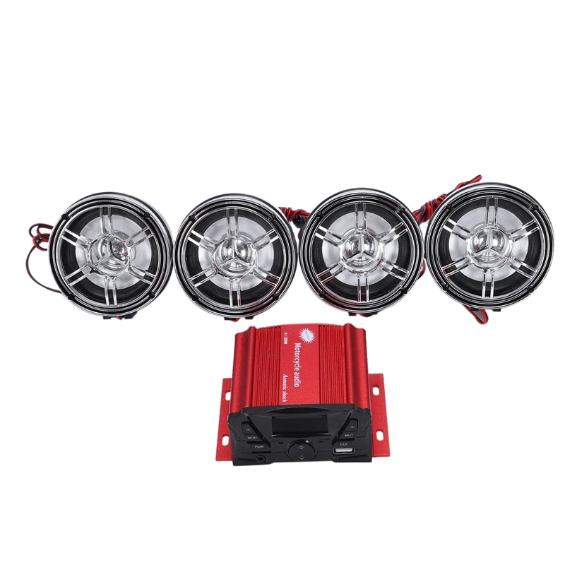 

3 Inch Motorcycle Waterproof Bluetooth Speakers 4 Channel Amplifier Mp3 Music Sound Audio Stereo Amp System