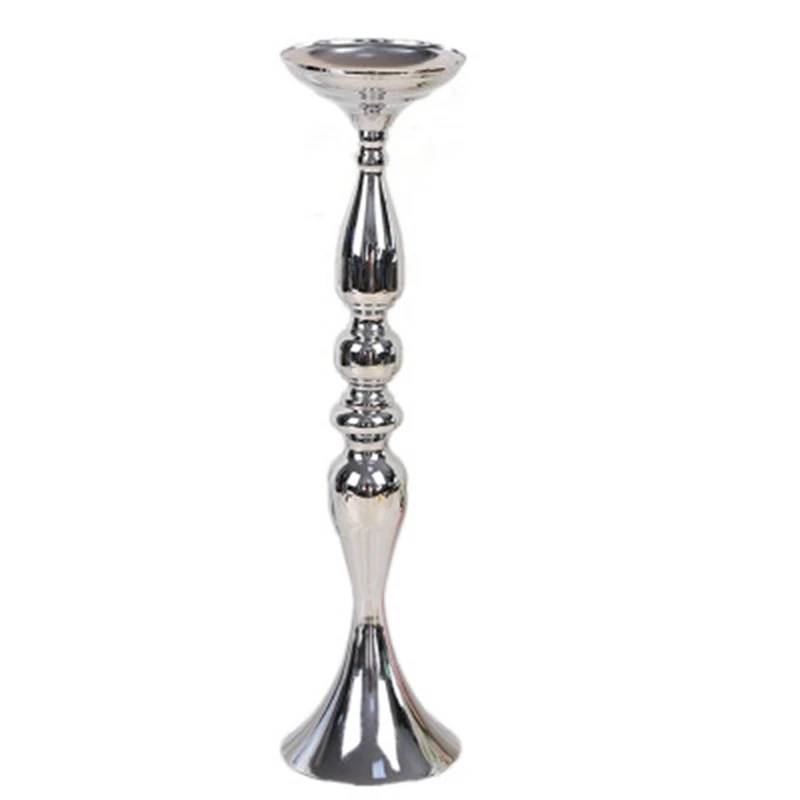 

New Silver Metal Candle Holders Stand Flowers Vase Candlestick As Road Lead Candelabra Wedding/Table Centerpieces